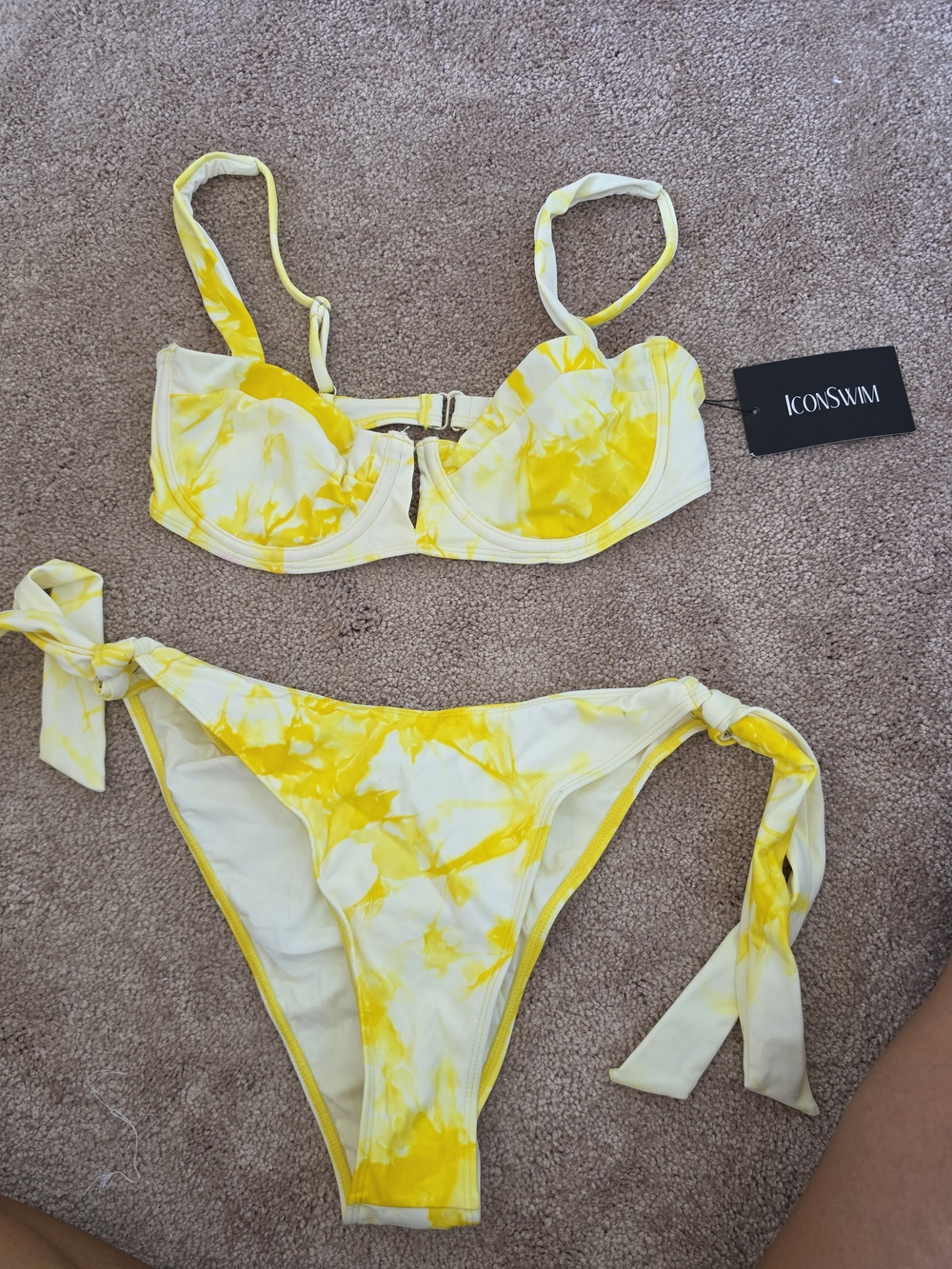 ICONSWIM Yellow Tie-Dye One-Piece Swimsuit with Underwire Support